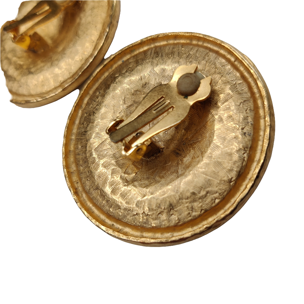 1980s Gold Disc Clip Earrings