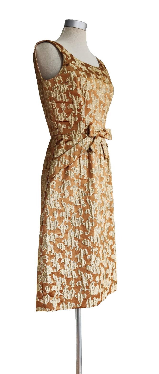 1960s Brown/Gold brocade dress