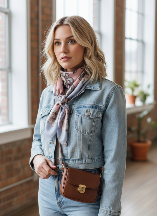 Vintage Floral Silk Scarf