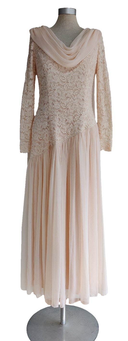 1970s/80s chiffon and lace dress