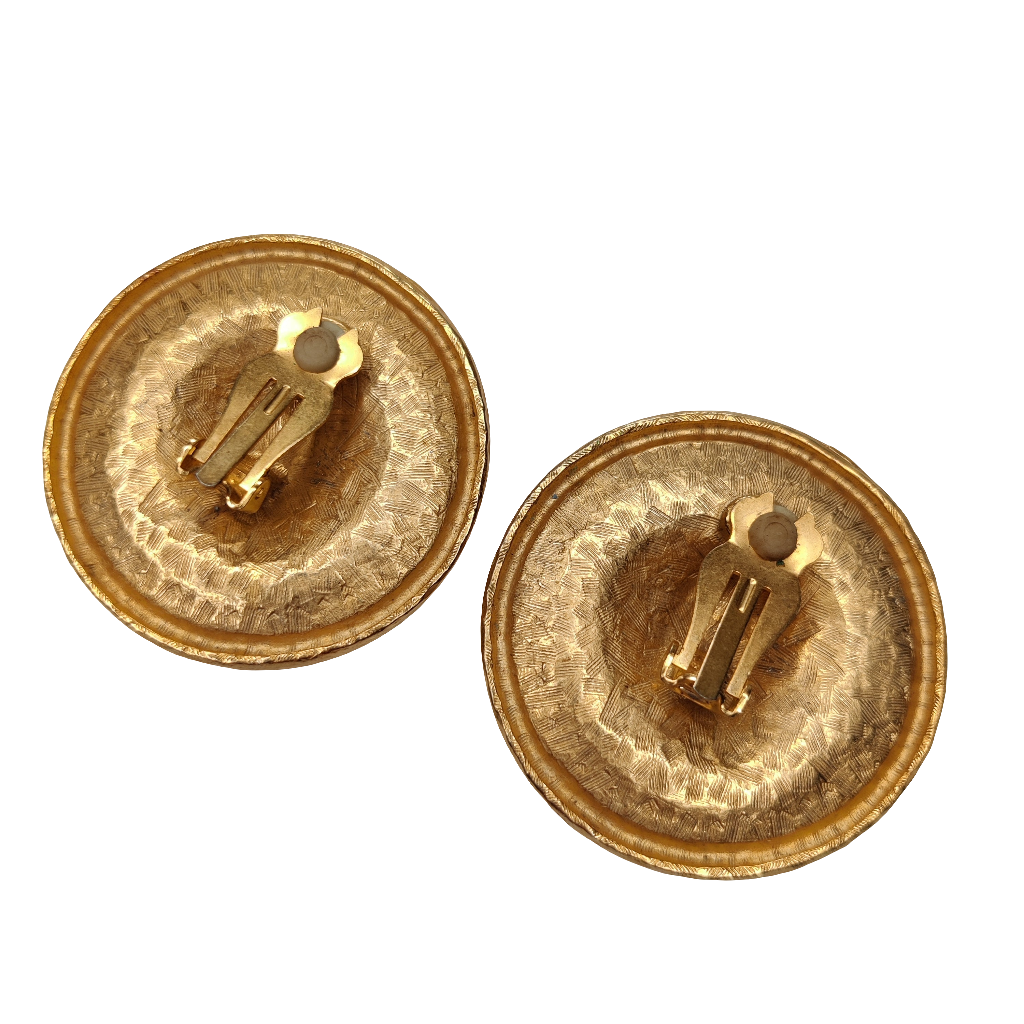 1980s Gold Disc Clip Earrings