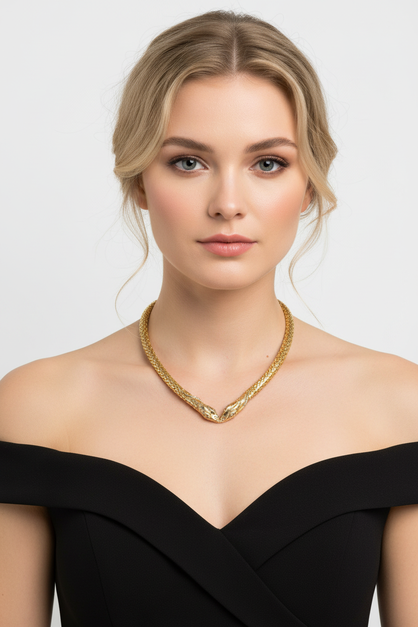 Vintage Snake Heads Necklace