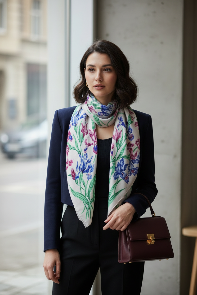 Vintage Silk Floral Scarf