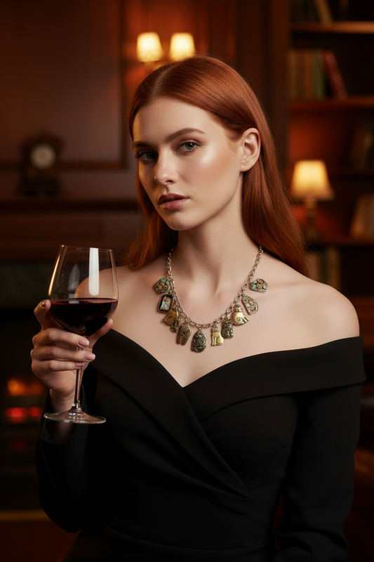 Vintage Laurel Burch Cat Charm Necklace