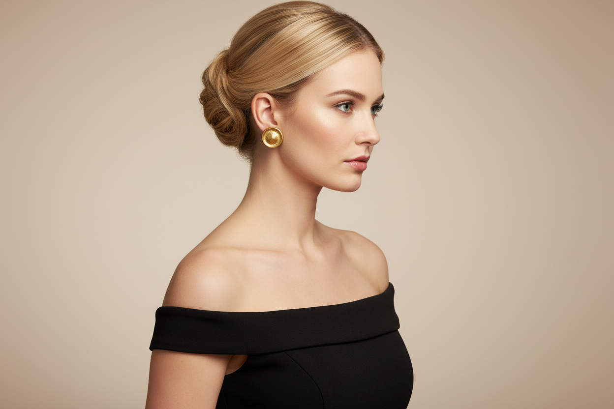 1980s Gold Disc Clip Earrings