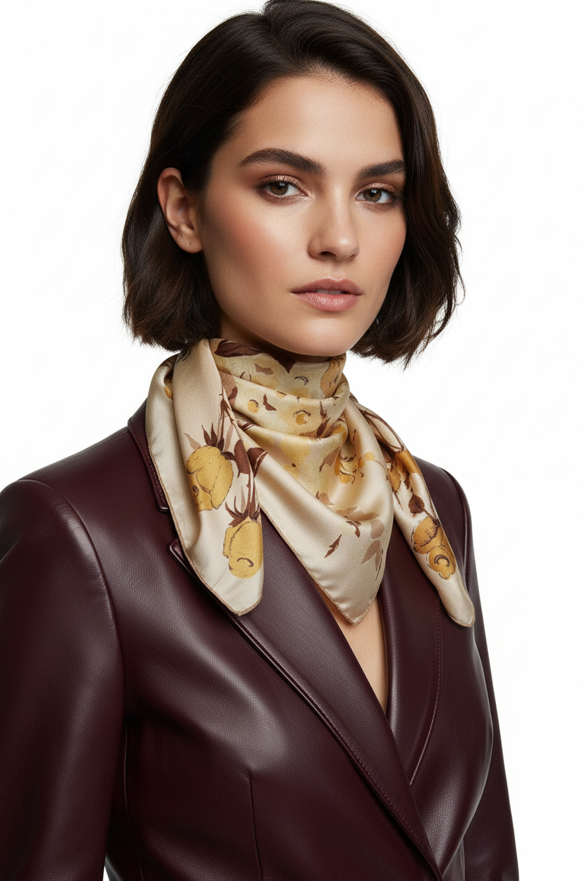 Vintage Italian Silk Floral Scarf