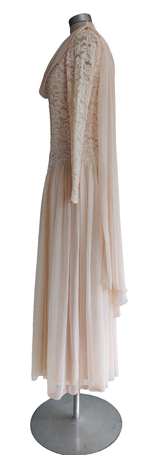 1970s/80s chiffon and lace dress