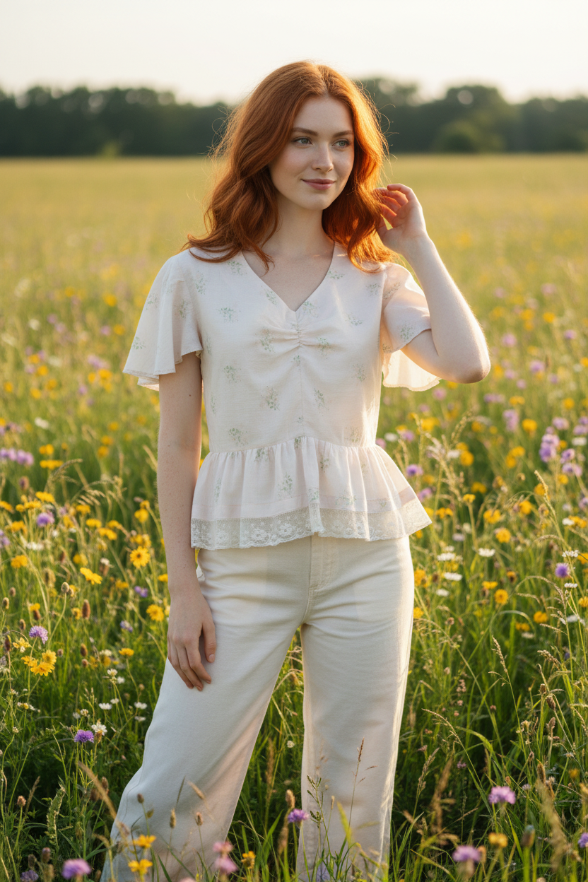 Antique Floral Cotton Bodice Top