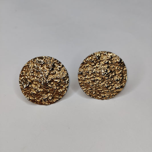 1980s Hammered Disc Clip Earrings