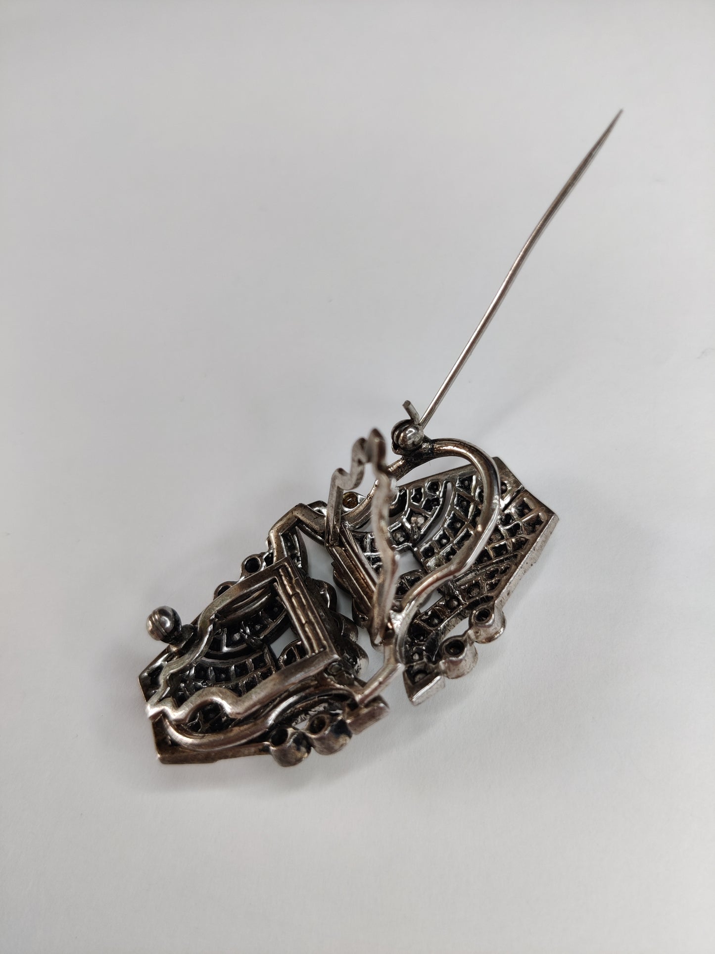 Ciro Art Deco Silver Duette Brooch