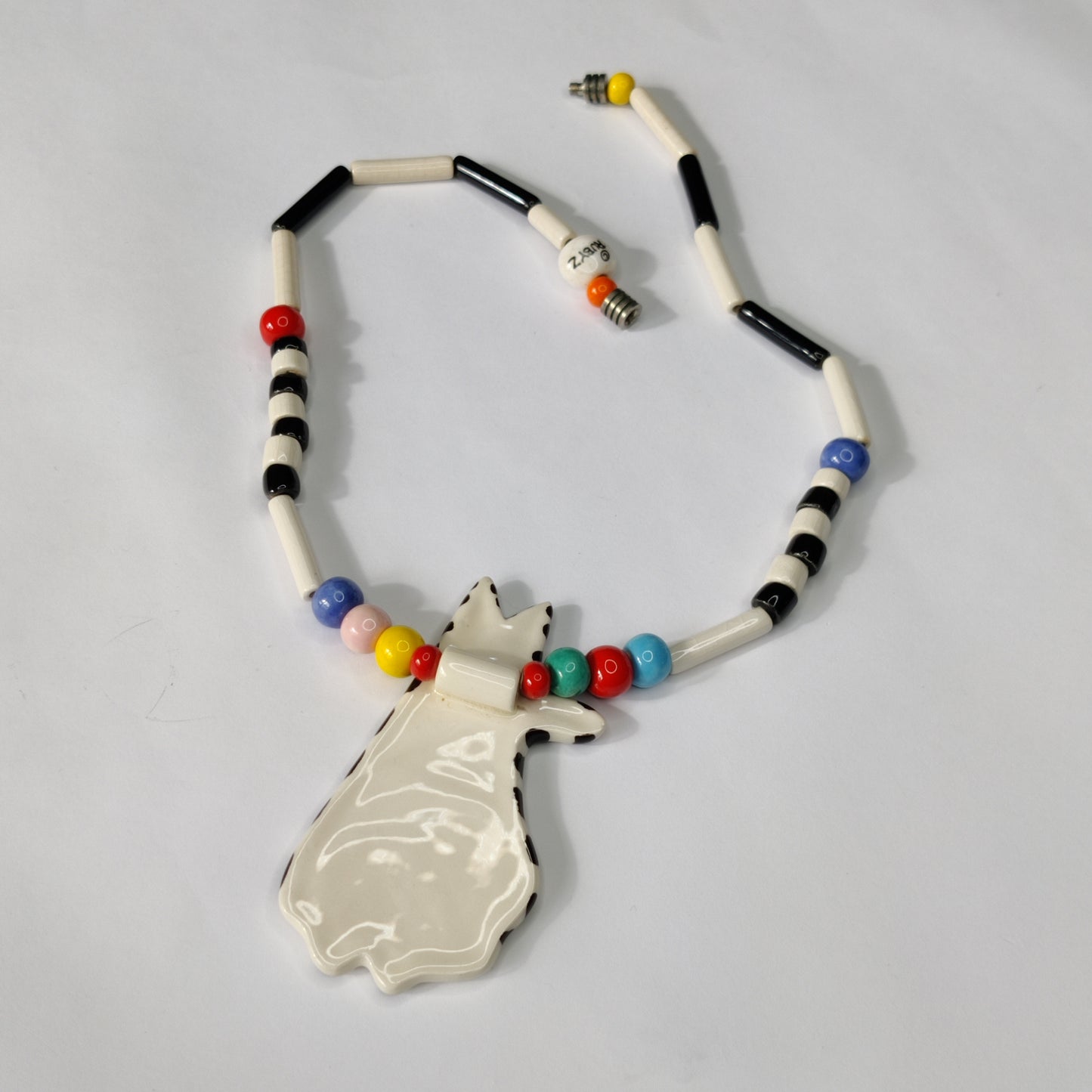 Vintage Designer Ceramic Cat Necklace