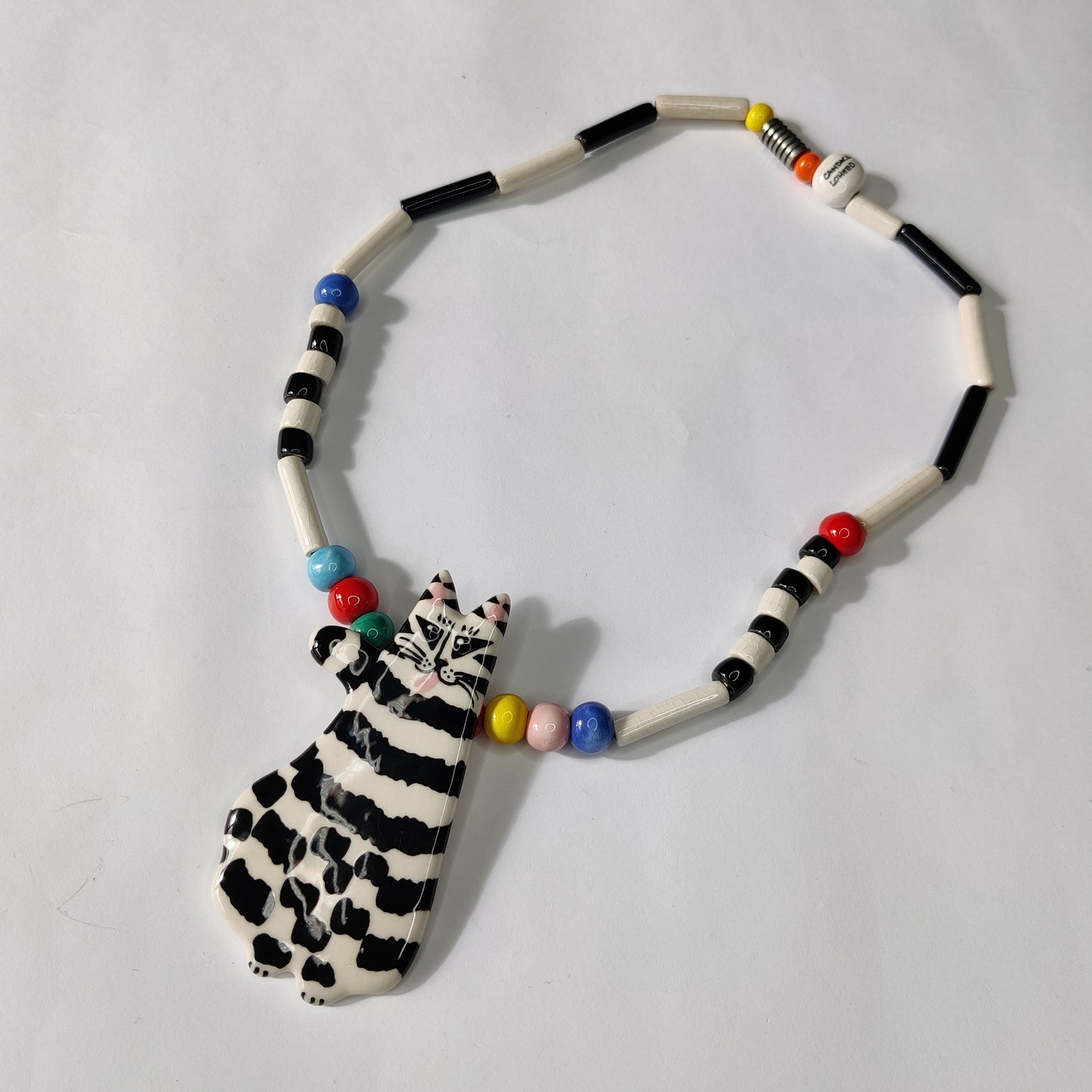 Vintage Designer Ceramic Cat Necklace