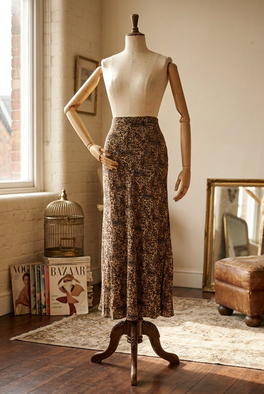 Vintage Betty Barclay Leopard Print Midi/Maxi Skirt