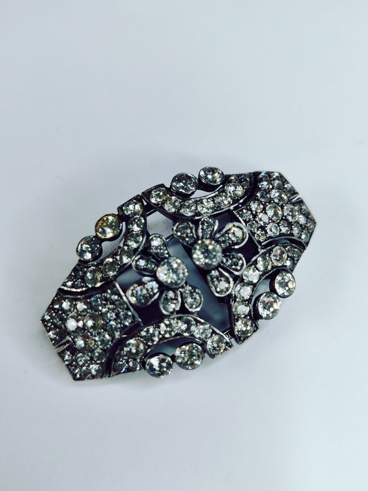 Ciro Art Deco Silver Duette Brooch