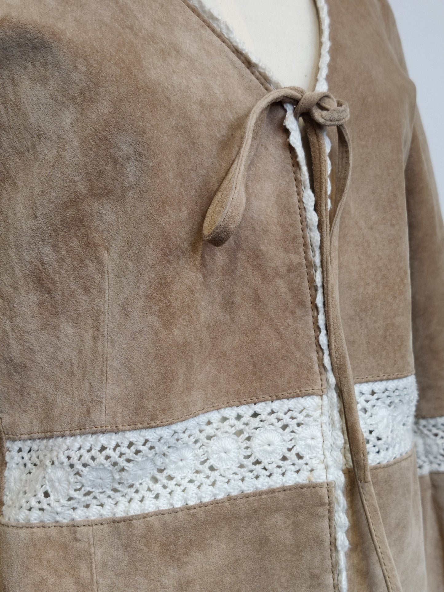 Vintage Suede and Lace Boho Jacket