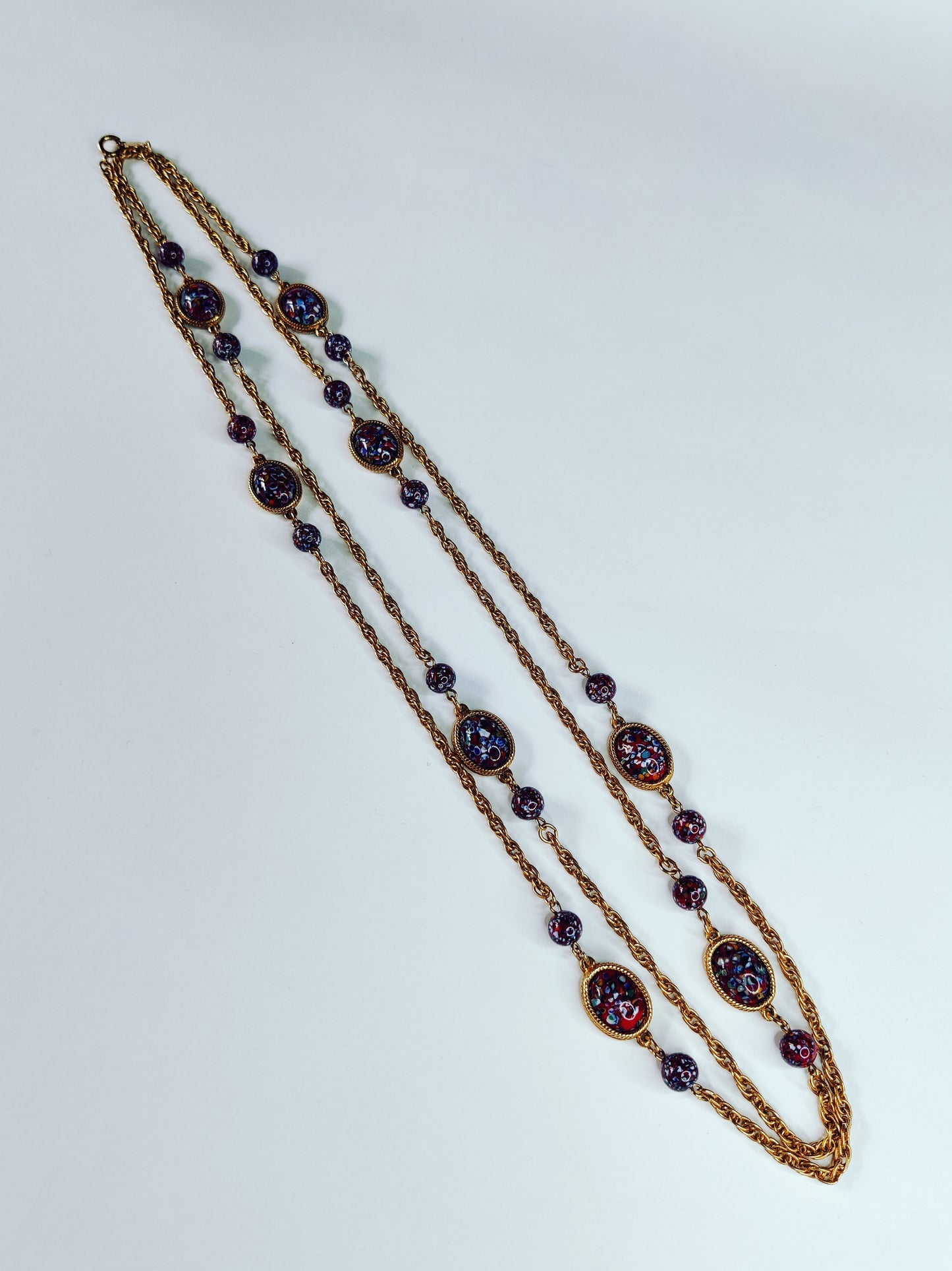 Vintage 1960s Accessocraft Glass Sautoir Necklace
