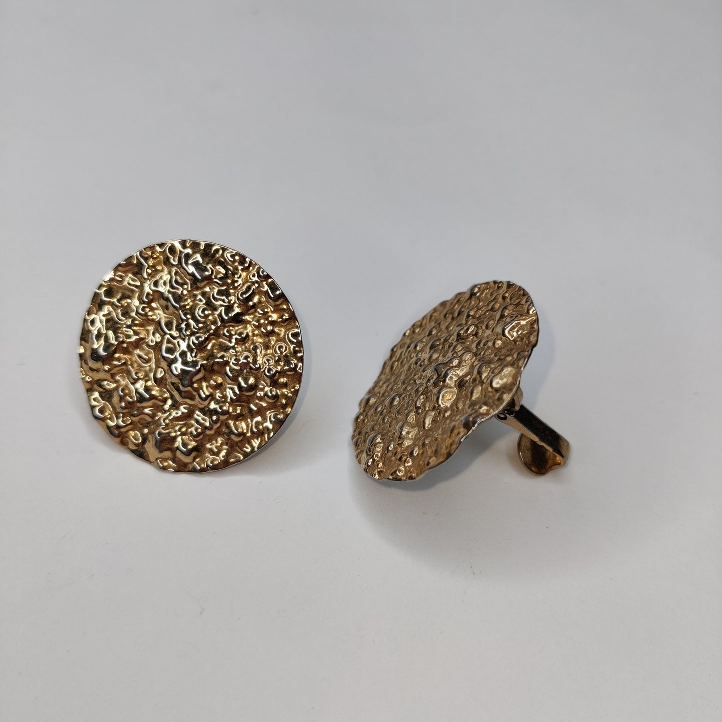 1980s Hammered Disc Clip Earrings
