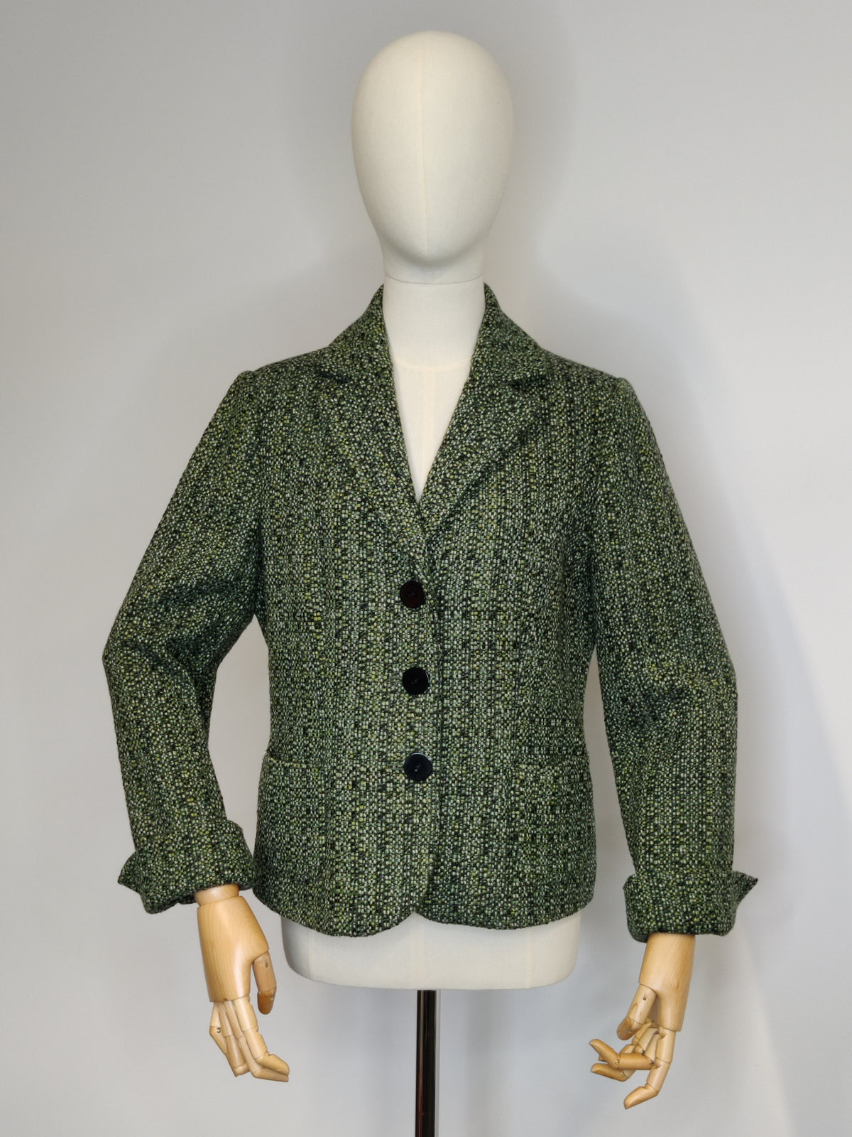 Vintage Viyella Moss Green Woven Tweed Blazer