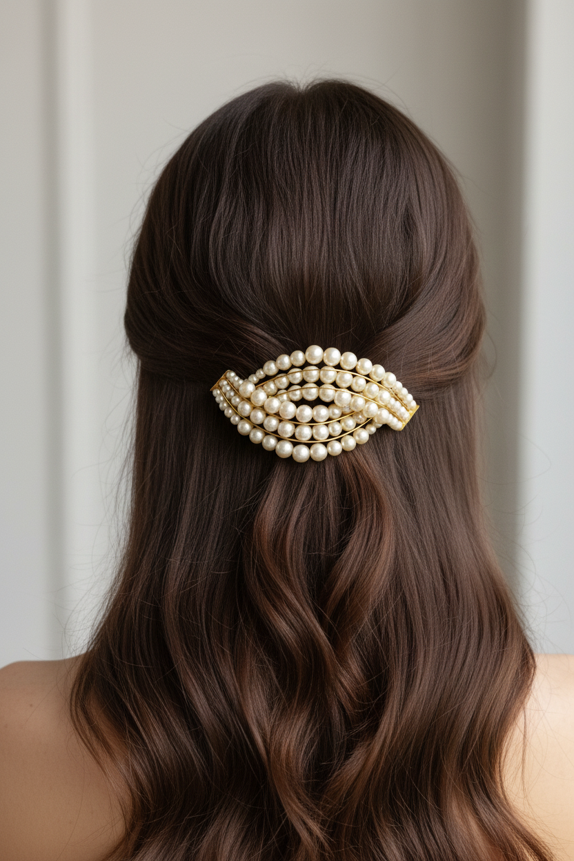 Vintage Pearl Hair Slide Barrette