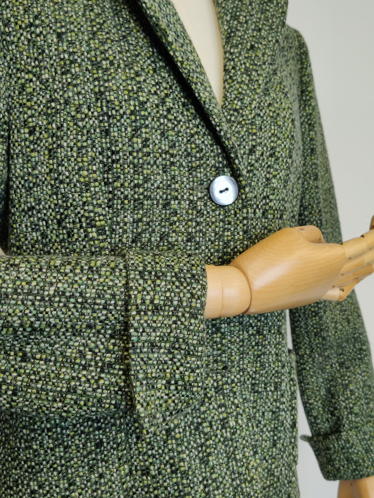 Vintage Viyella Moss Green Woven Tweed Blazer