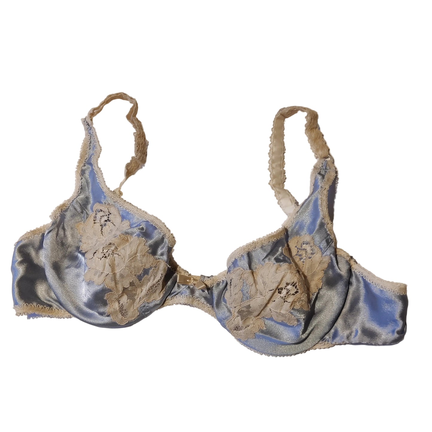 1970s Blue Janet Reger Bra & Waist Slip Set