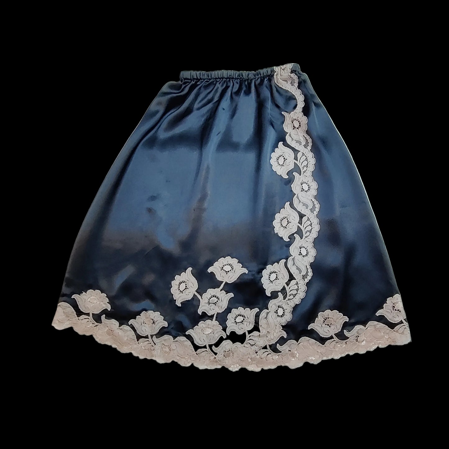 1970s Black Janet Reger Bra, Pants & Waist Slip Set