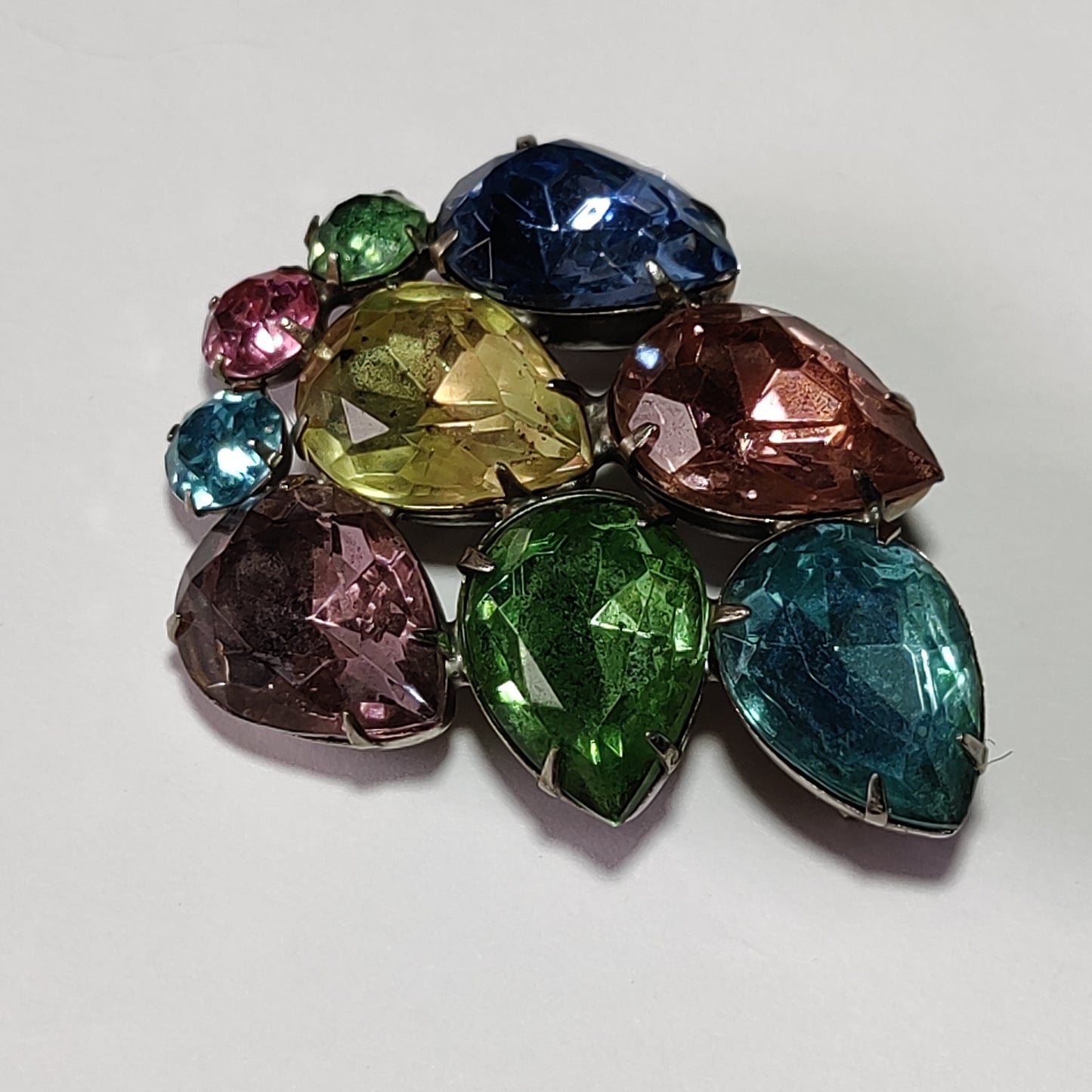 Vintage Pastel Rhinestone Brooch