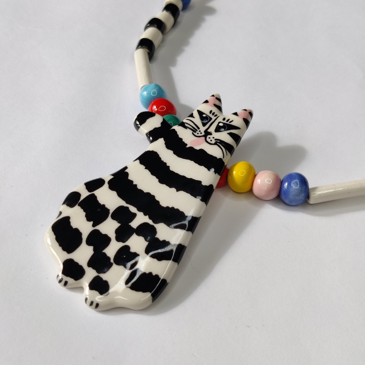 Vintage Designer Ceramic Cat Necklace