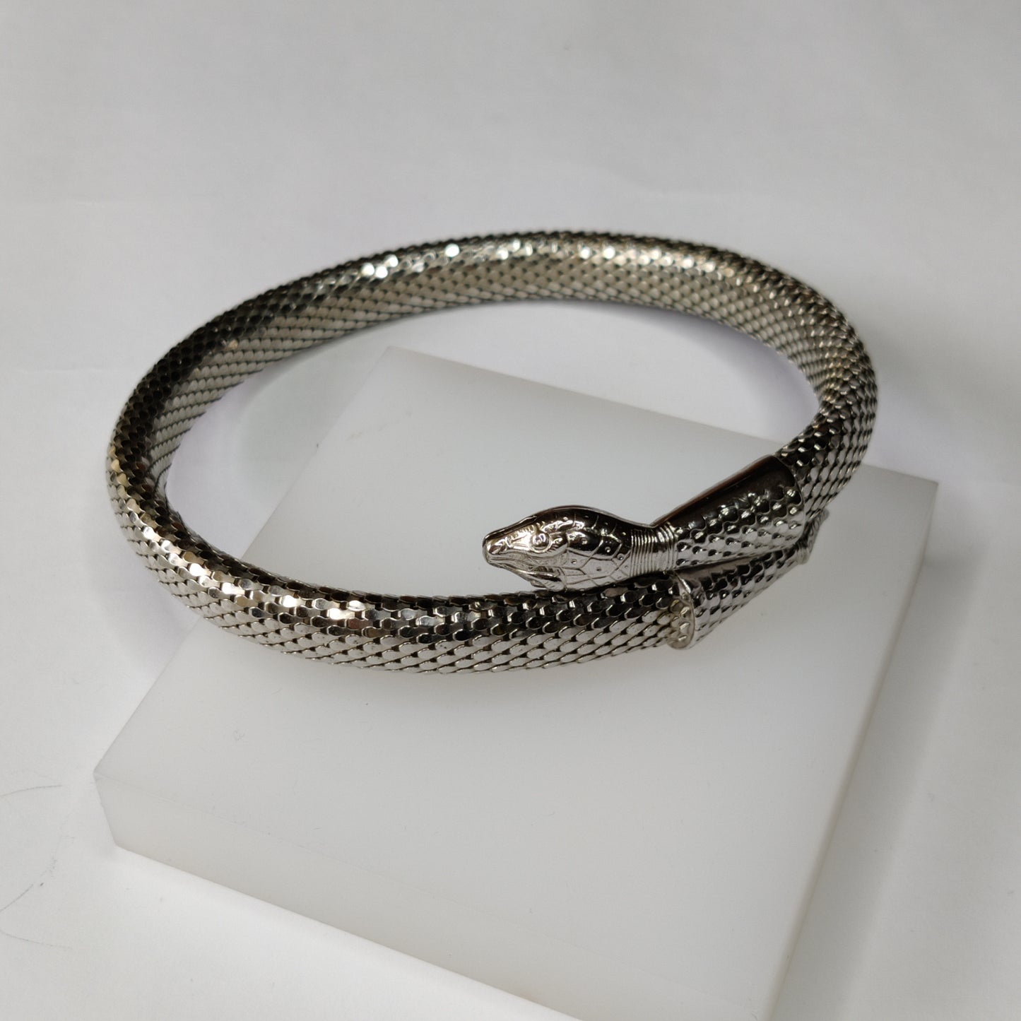 Vintage Whiting and Davis Silver Snake Necklace