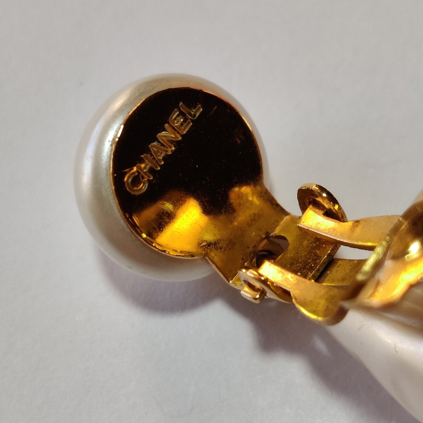 Vintage Chanel Faux Pearl Clip Earrings