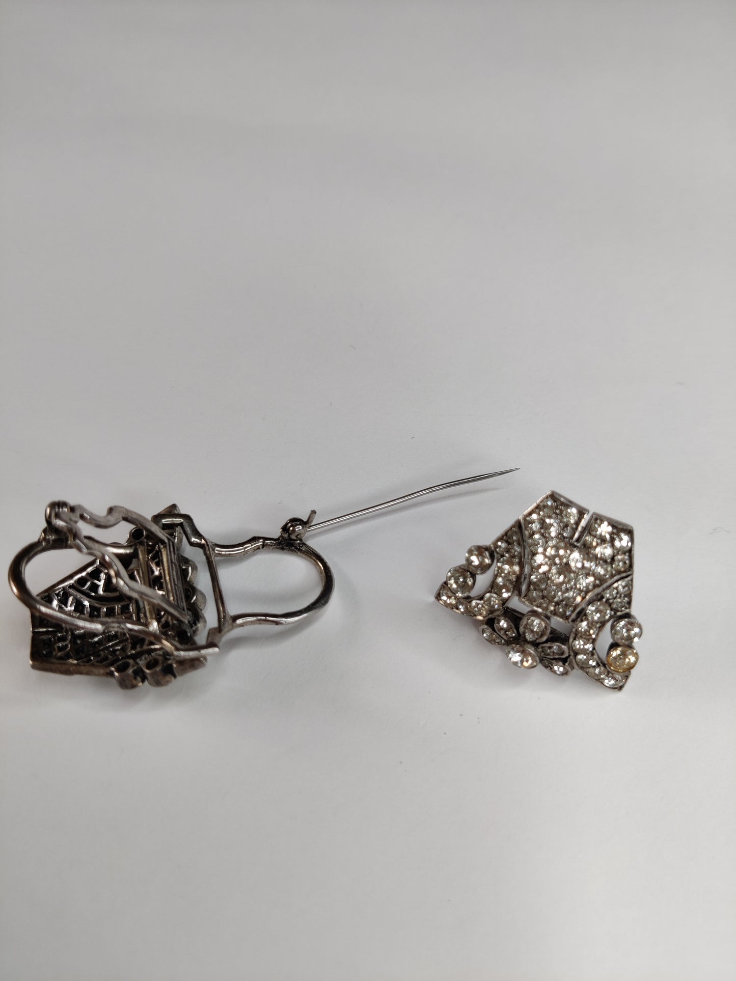 Ciro Art Deco Silver Duette Brooch
