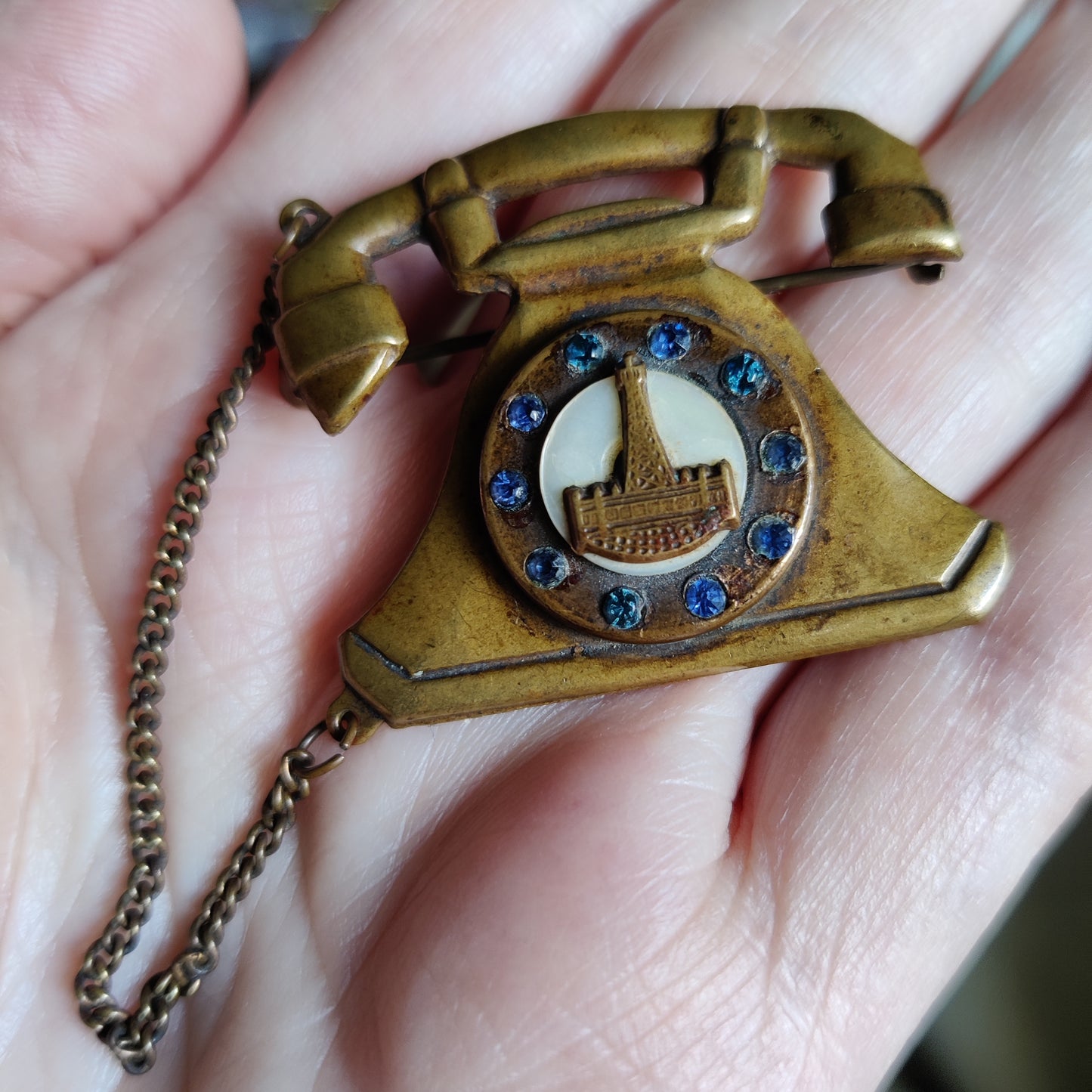 Vintage Telephone Brooch