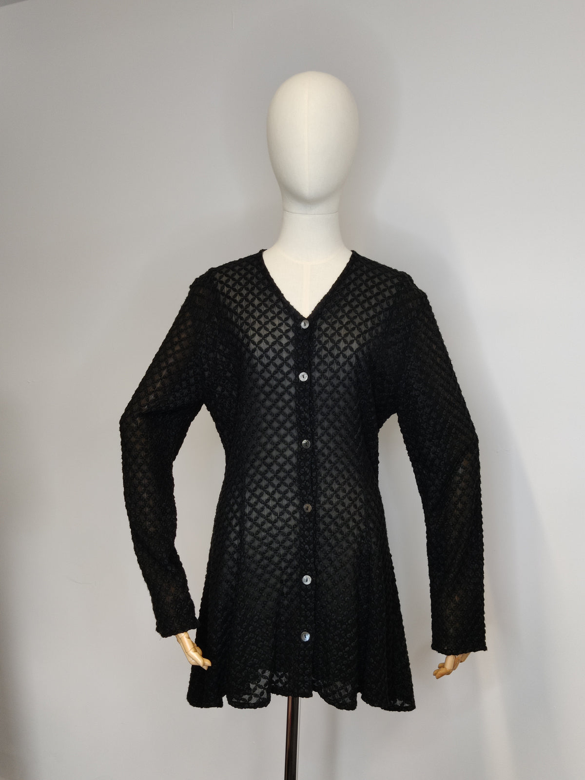 1990s GHOST (Sarne era) Black Devoire Peplum Jacket/Top