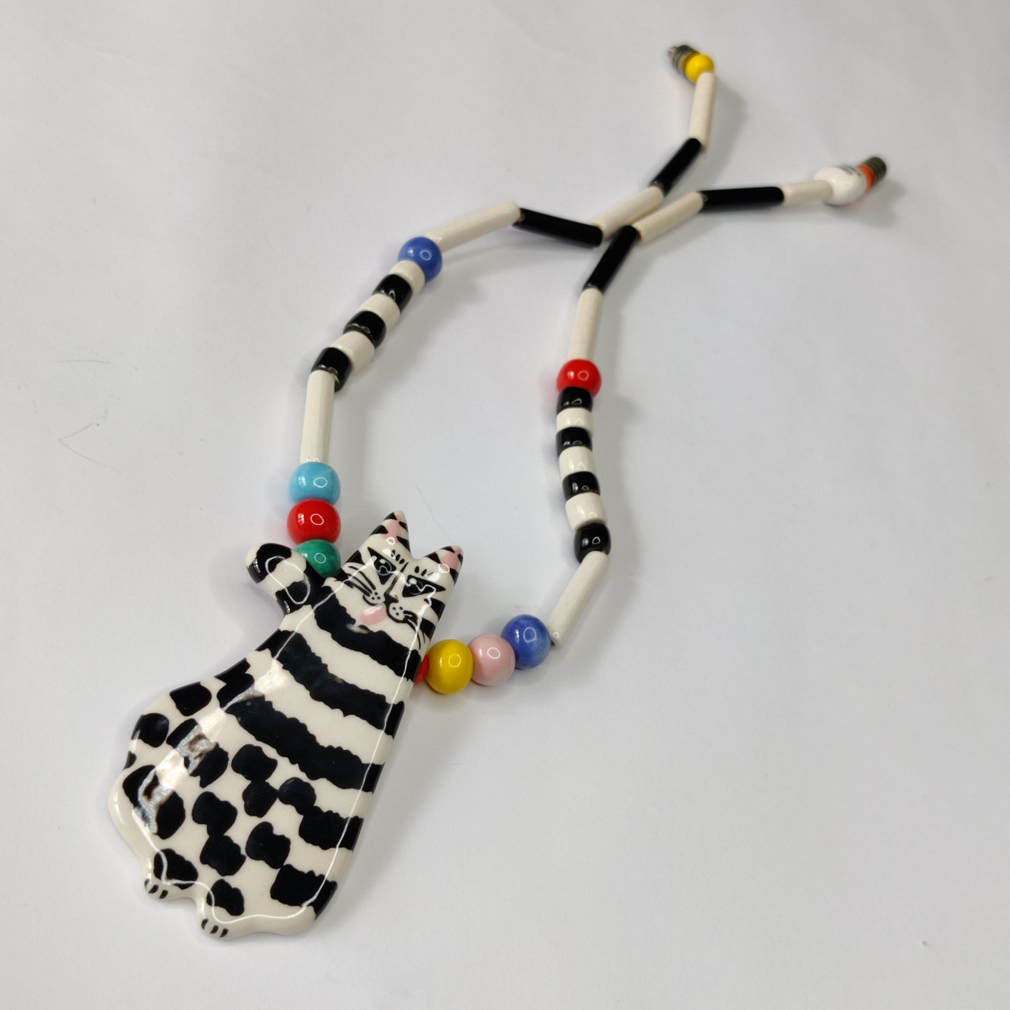 Vintage Designer Ceramic Cat Necklace