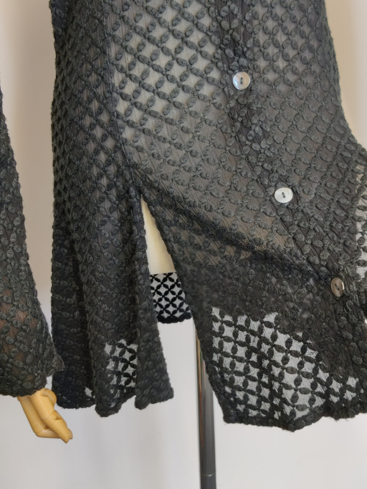 1990s GHOST (Sarne era) Black Devoire Peplum Jacket/Top