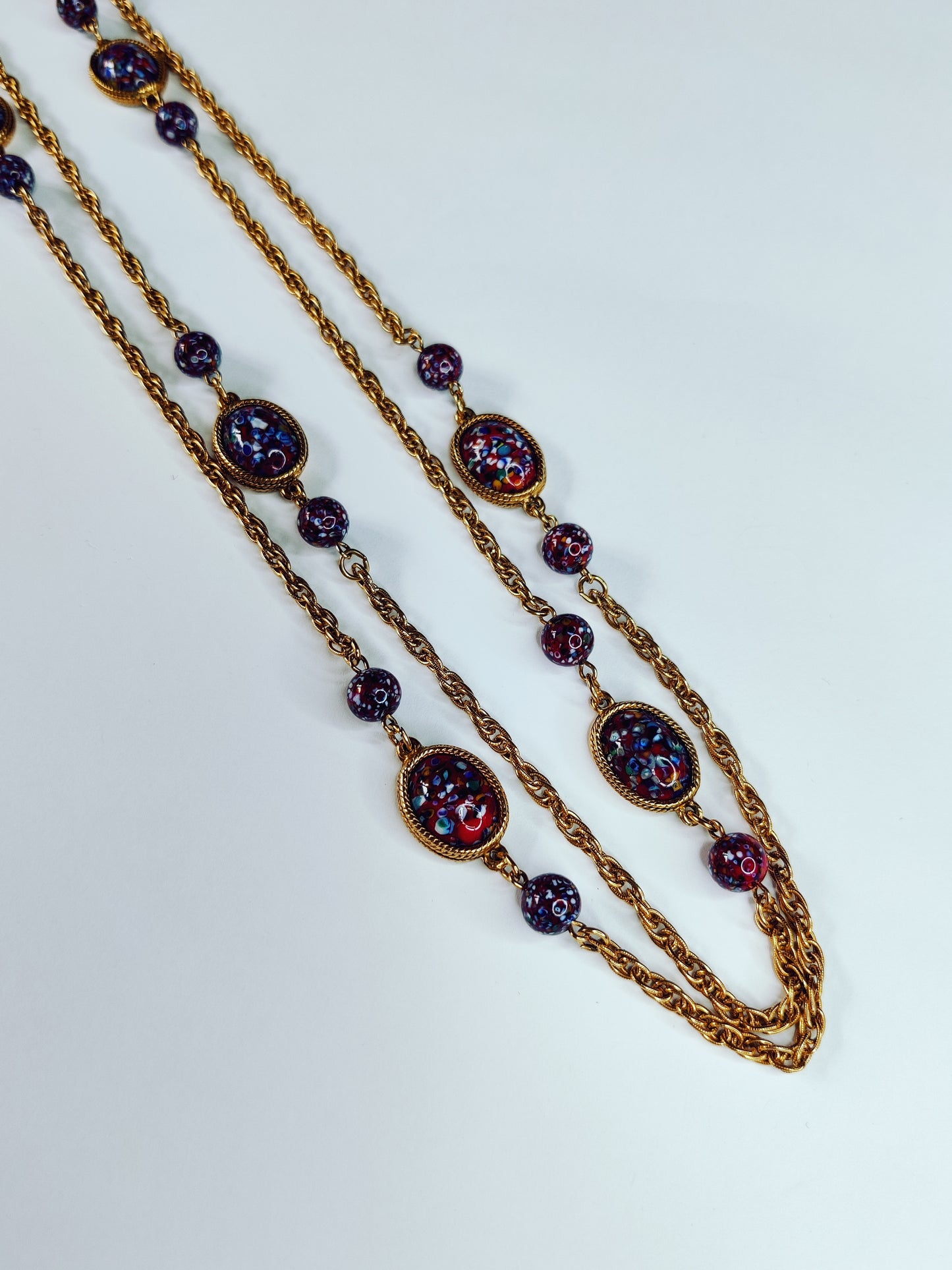 Vintage 1960s Accessocraft Glass Sautoir Necklace