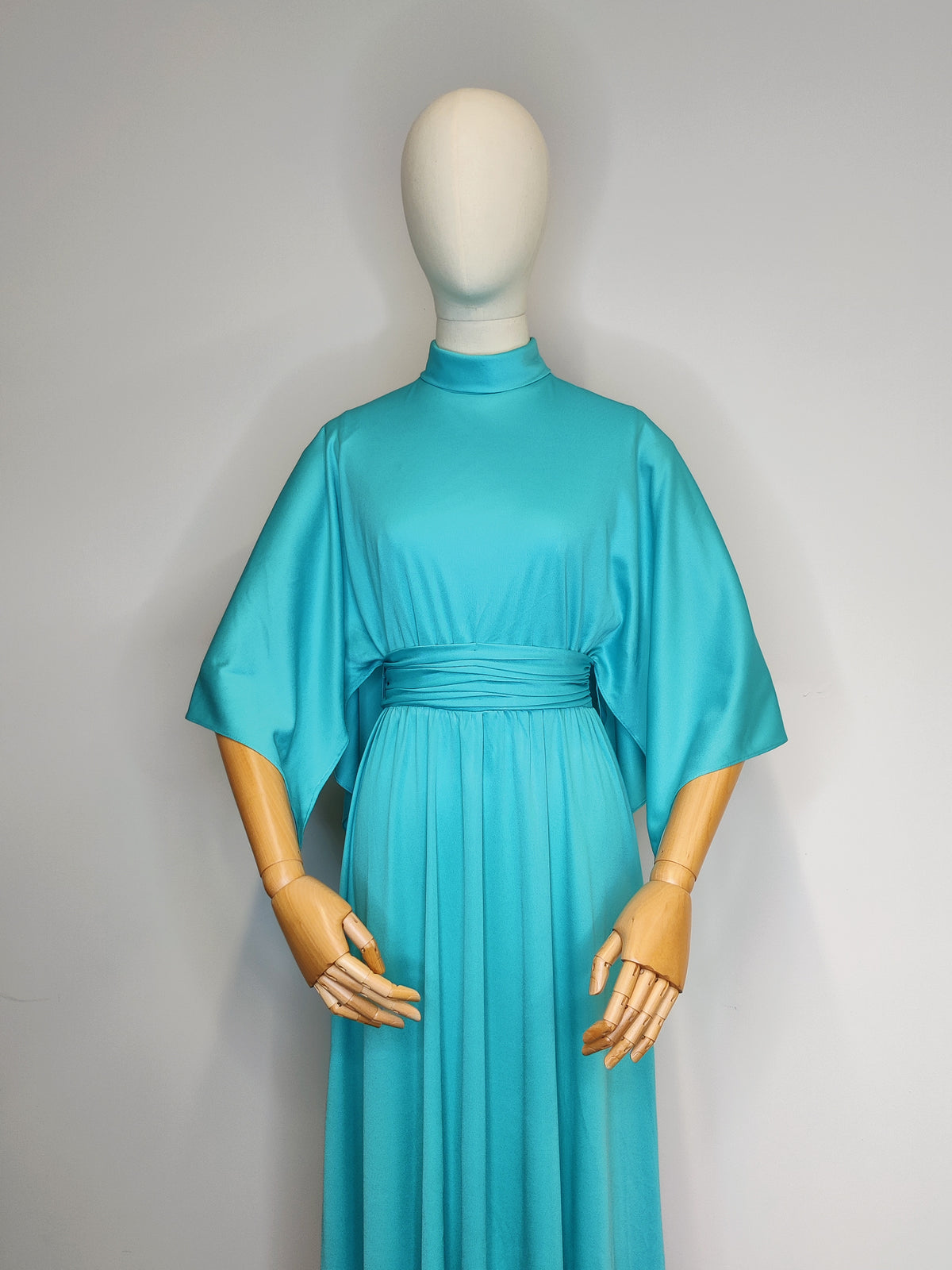 Vintage John Charles 1960s Turquoise Grecian Maxi Dress