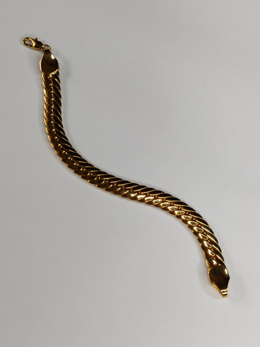 Vintage Flat Herringbone Curb Link Bracelet