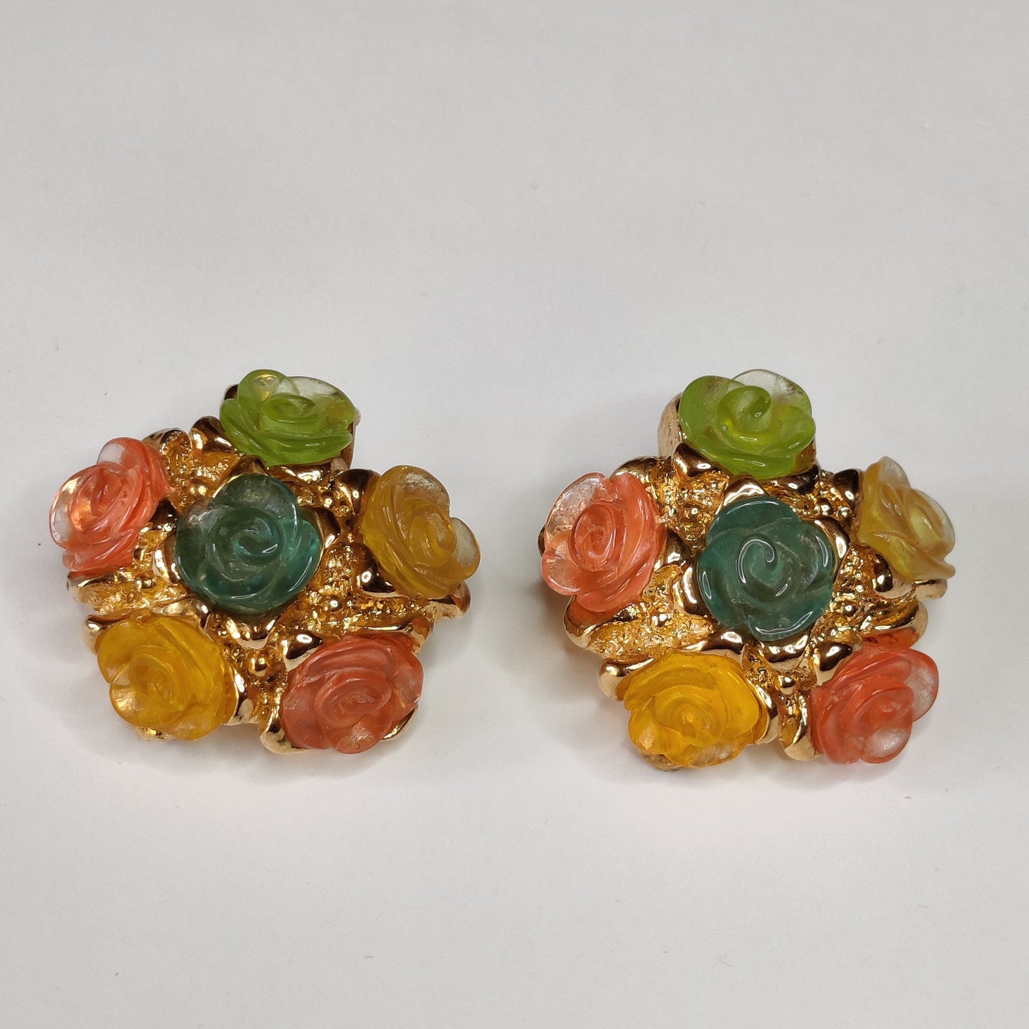 Vintage Floral Clip Earrings