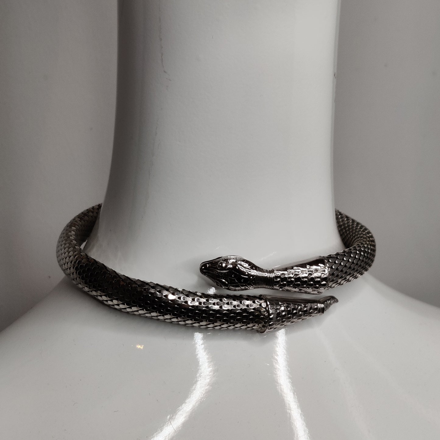 Vintage Whiting and Davis Silver Snake Necklace