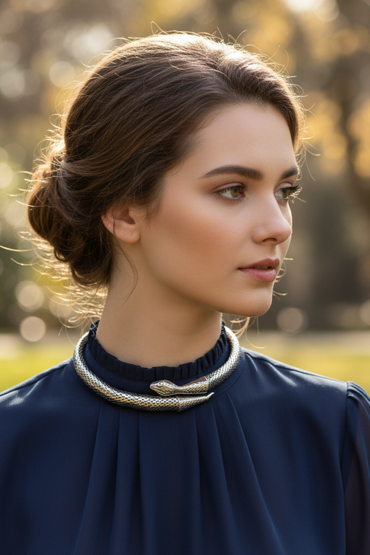 Vintage Whiting and Davis Silver Snake Necklace