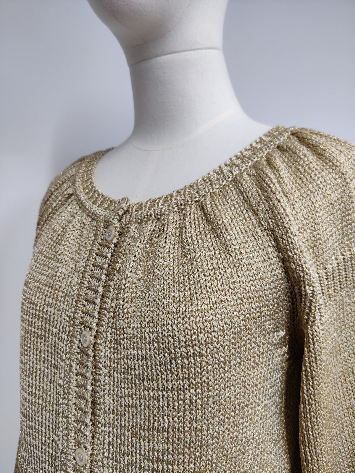 Vintage Moschino Cheap & Chic Gold Lurex Knitted Cardigan