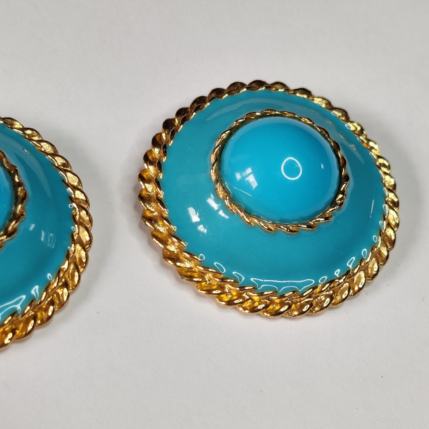 1980s Turquoise Enamel Clip Earrings