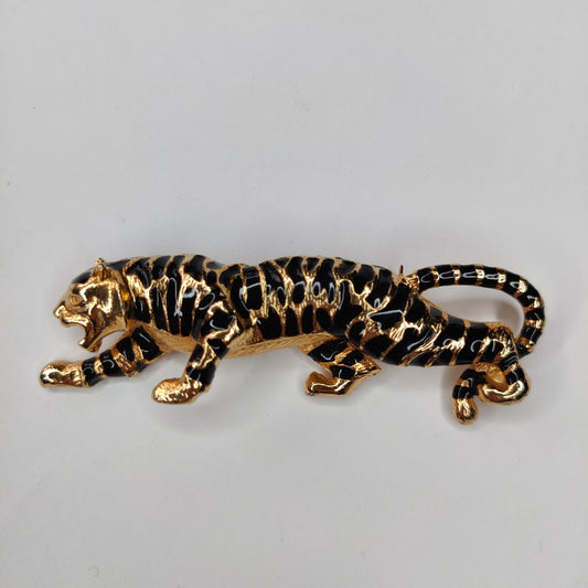 1980s Crouching Tiger Brooch