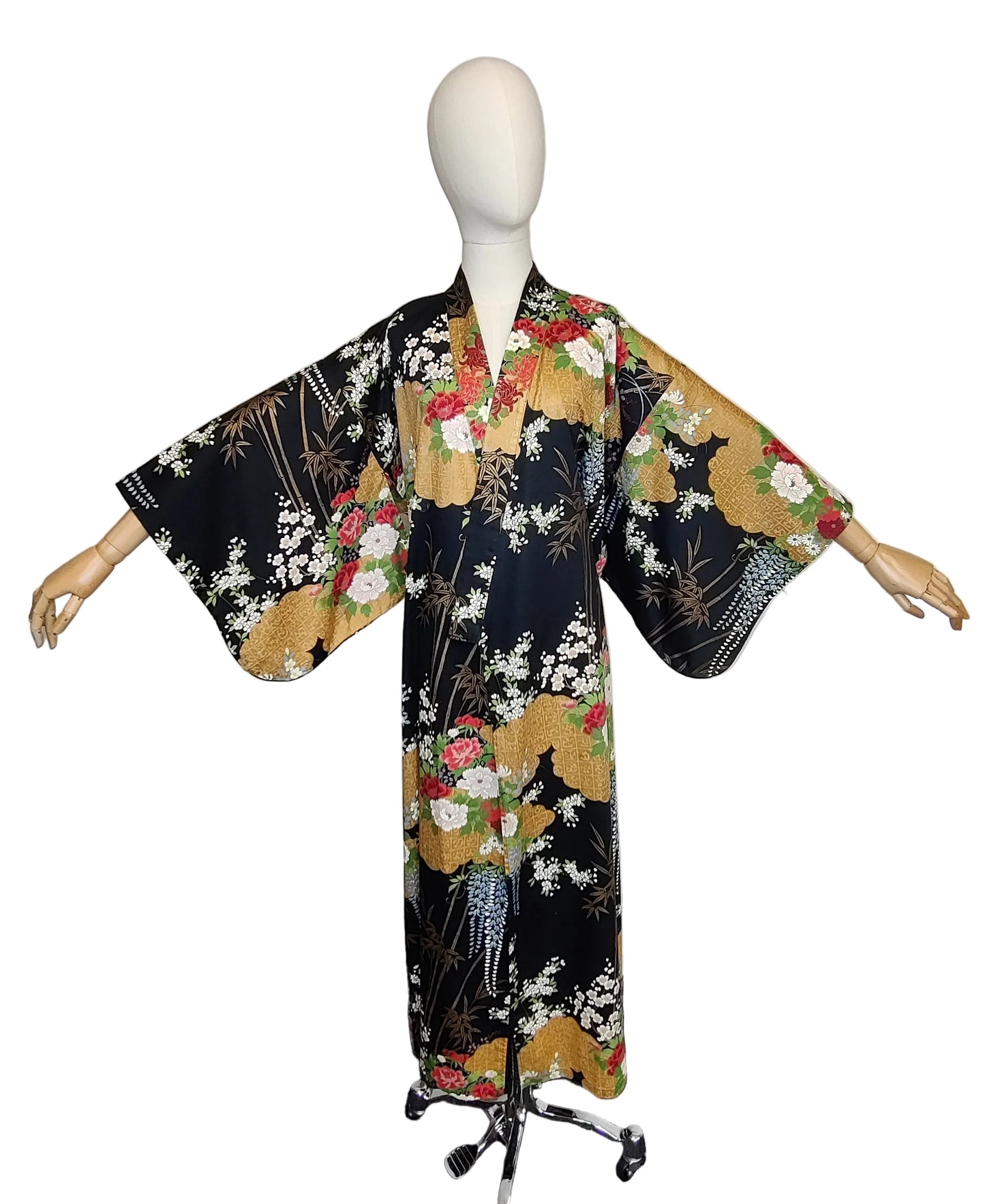 Vintage 1970s Mixed Floral Print Cotton Kimono Robe – Made in Japan