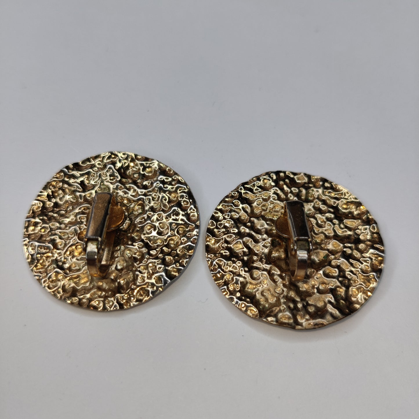 1980s Hammered Disc Clip Earrings