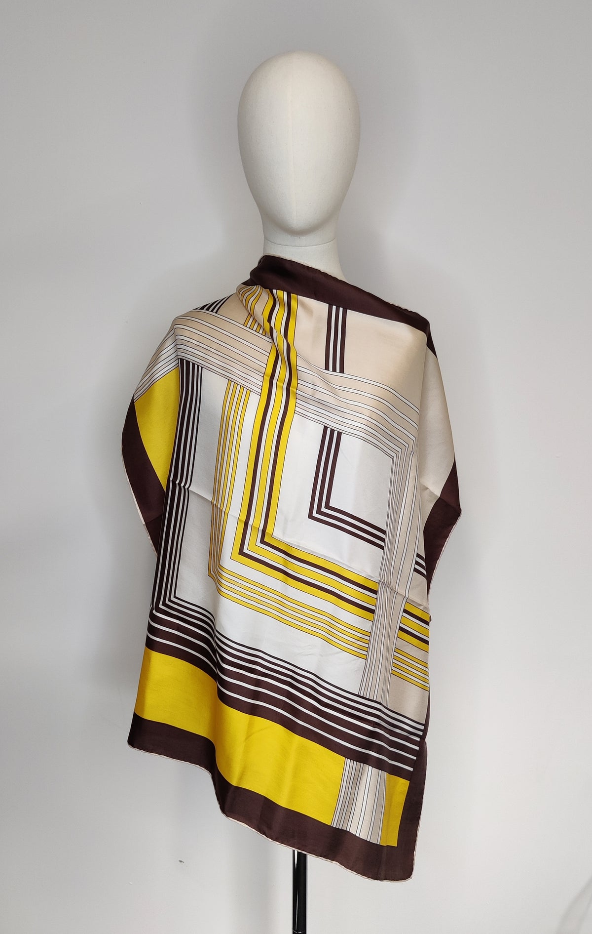 1970s Pure Silk Geometric Scarf