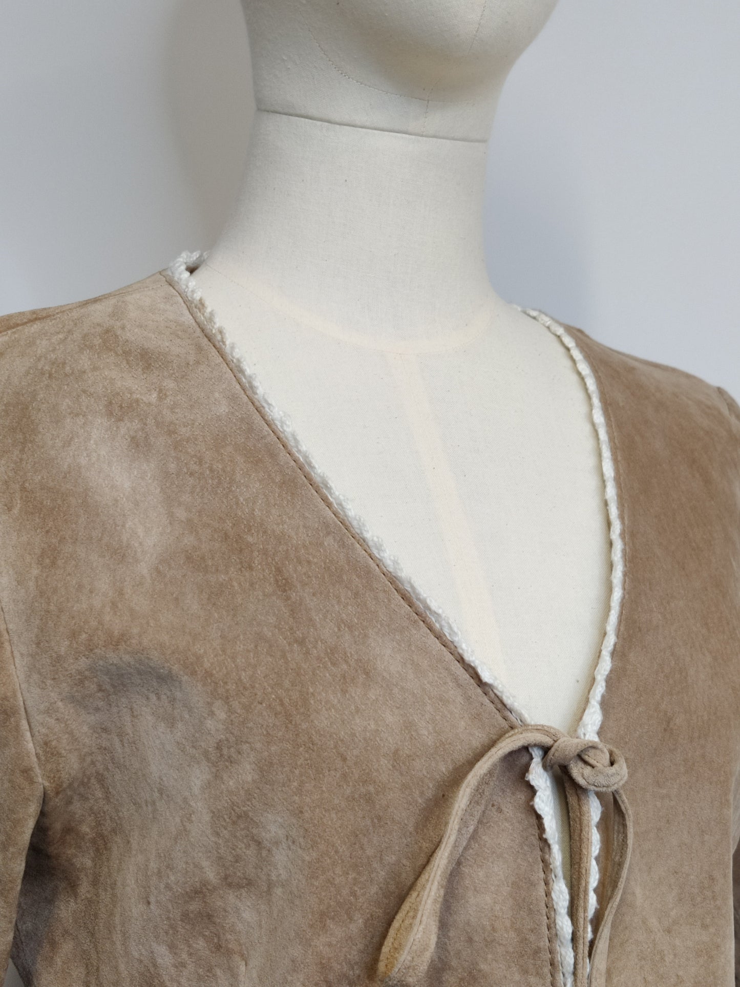 Vintage Suede and Lace Boho Jacket