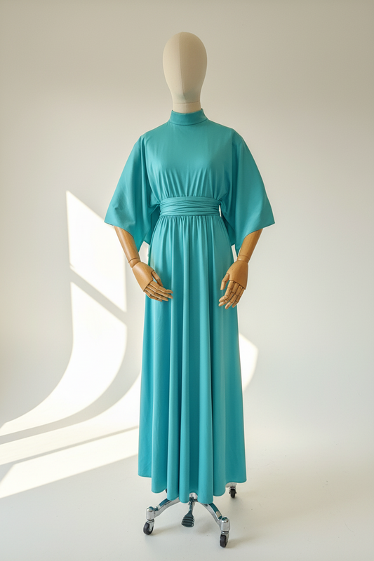 Vintage John Charles 1960s Turquoise Grecian Maxi Dress