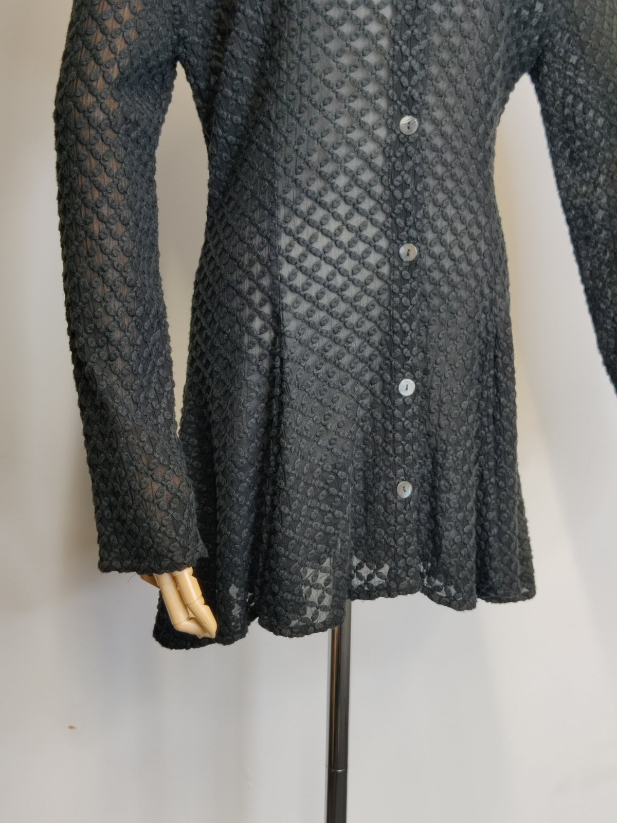 1990s GHOST (Sarne era) Black Devoire Peplum Jacket/Top